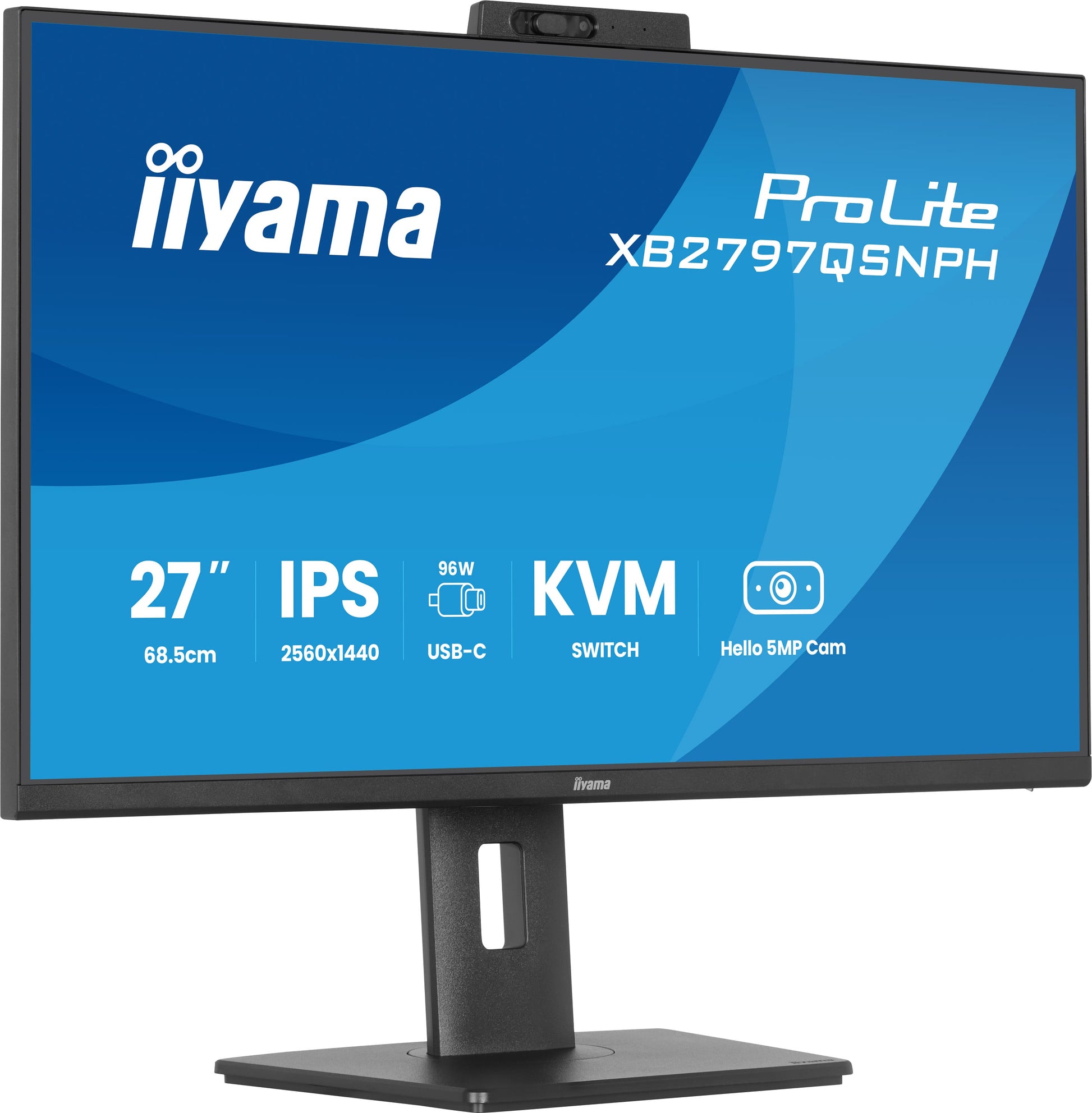 iiyama XB2797QSNPH-B1 – 27", 2560 × 1440 (WQHD), IPS, USB-C 96 W, Webcam, KVM, LAN