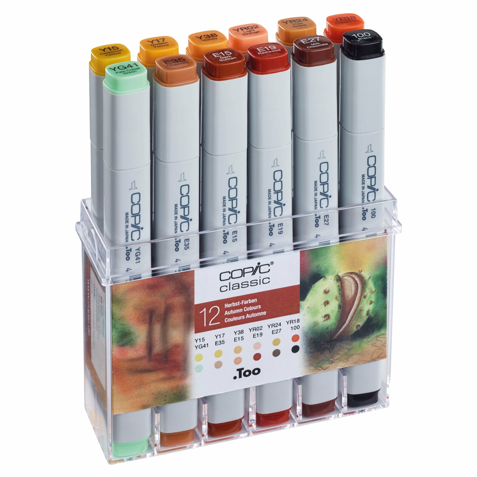 Copic Classic Marker – Duo-Spitze Meissel/Feinspitze, Mehrfarbig, 12er Set