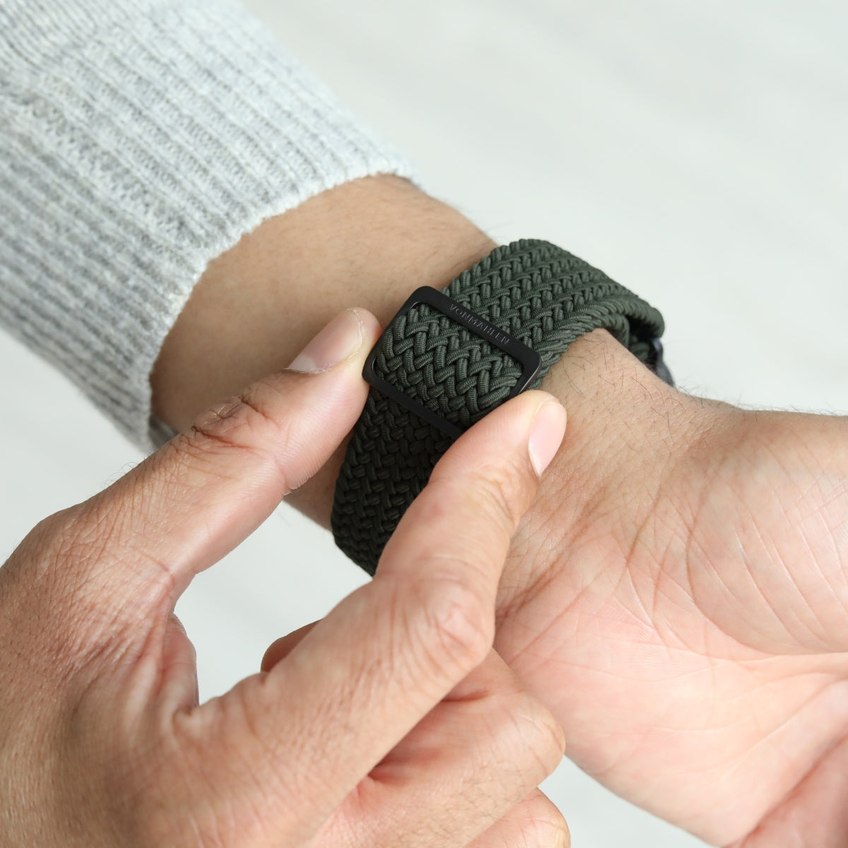 Vonmählen Woven Loop – Armband – für Apple Watch, Olive/Schwarz, One Size, Nylon