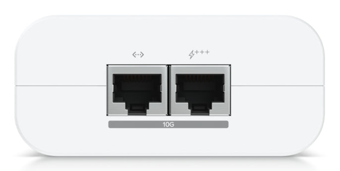 Ubiquiti PoE Injector – 10 Gbit/s, PoE+++, 90 W, 2× RJ-45 – Wandmontage, Überspannungsschutz – Weiss