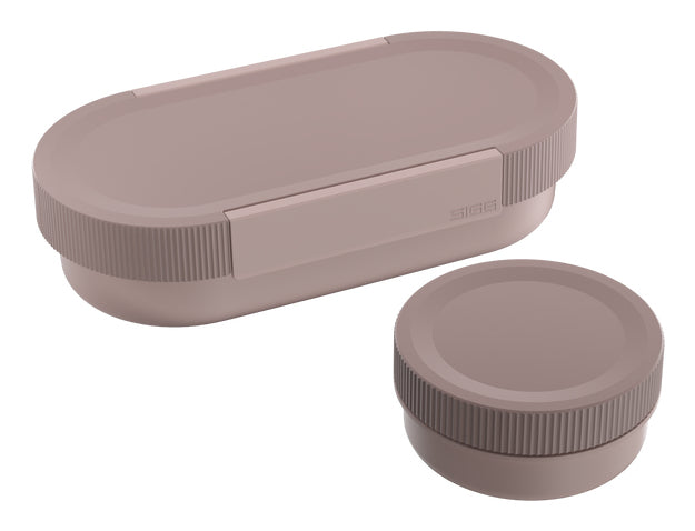 SIGG Lunchbox 1 l + 300 ml, 12,5 × 25 × 6 cm, Polypropylen (PP), rosa/beige, 2 Fächer