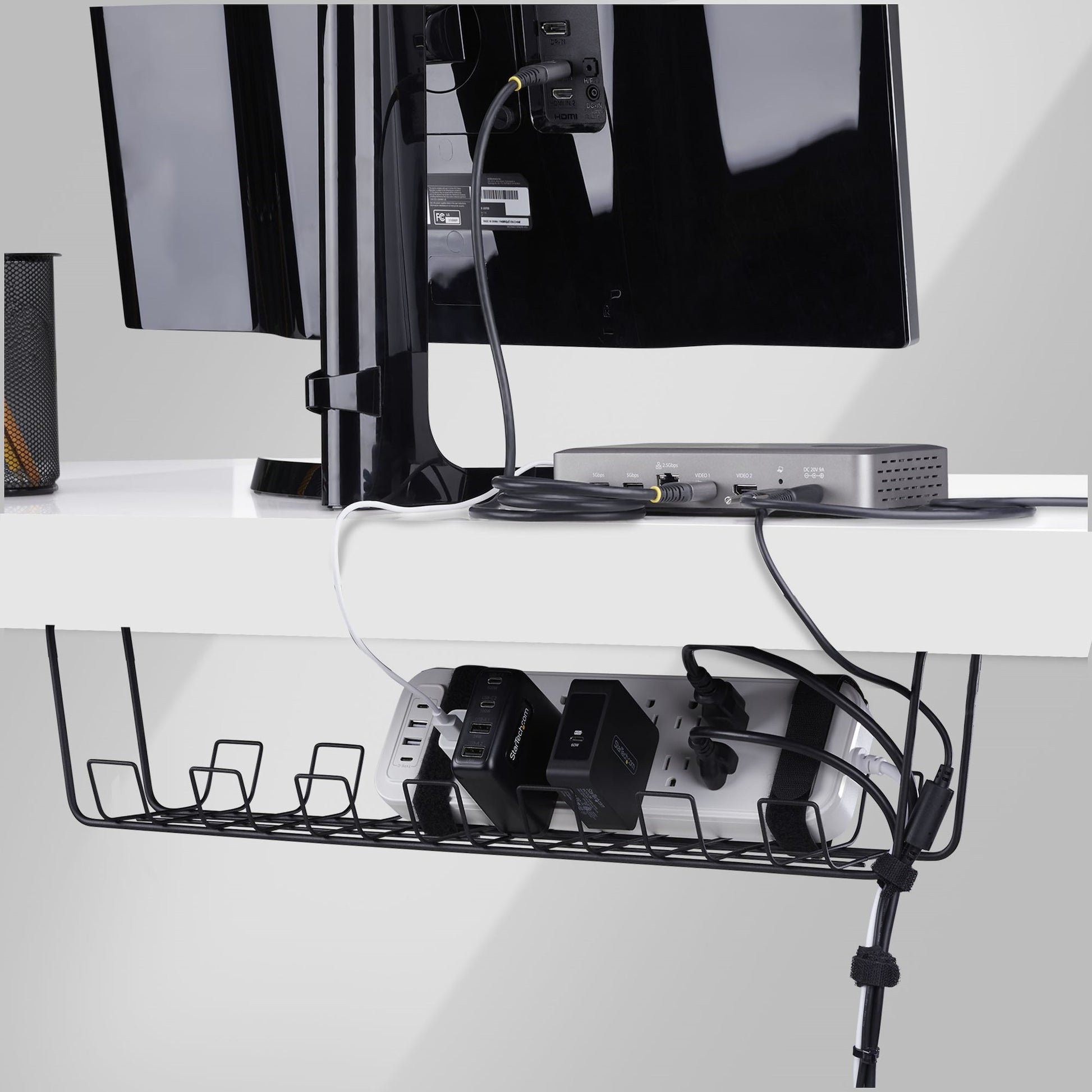 StarTech.com Kabelwanne – 615 mm, Metall, Schwarz, bis 5 kg, für Tisch/Bank