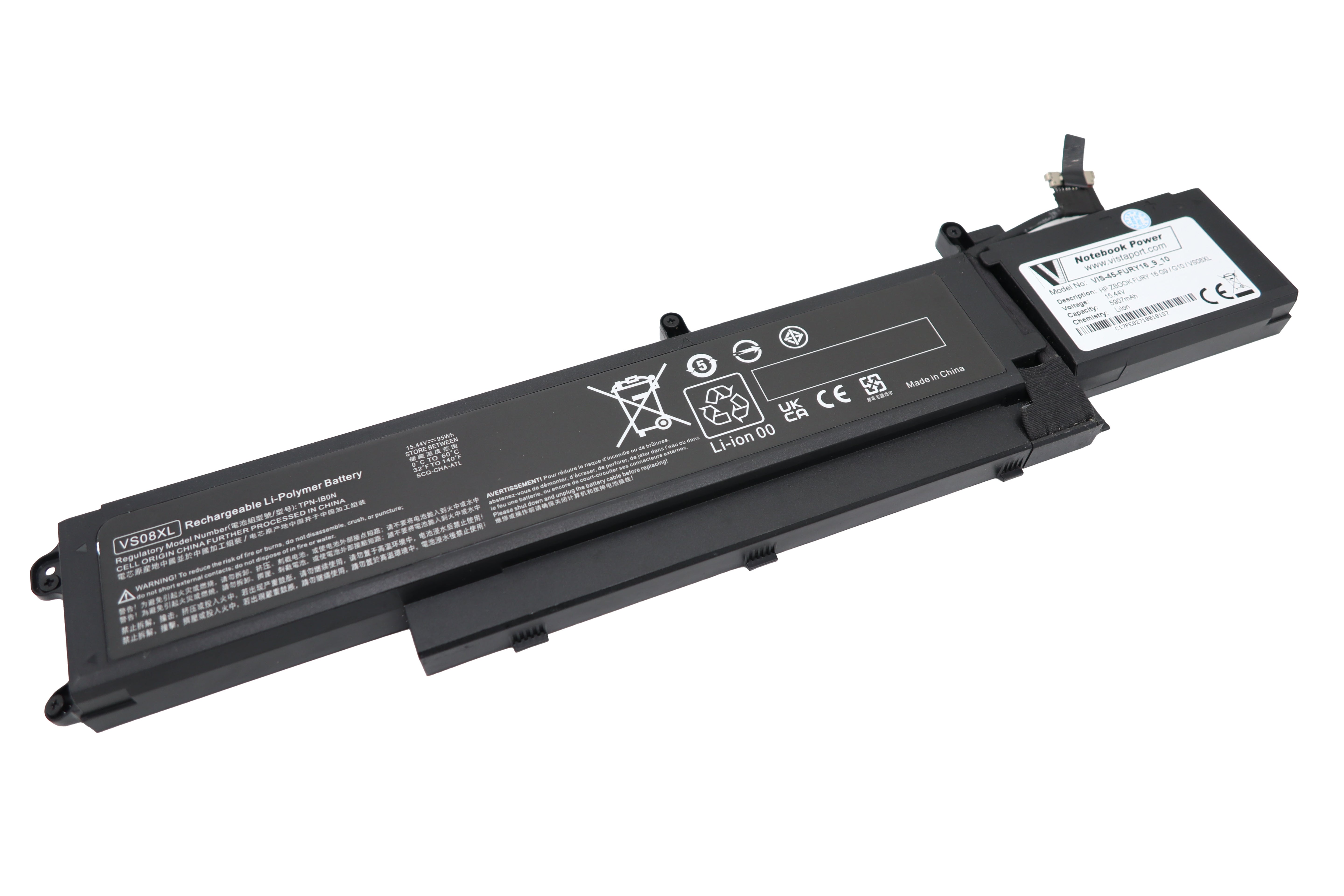 Vistaport Notebook-Akku – für HP ZBook Fury 16 G9–G10, VS08XL – 95 Wh, 15,44 V – Schwarz