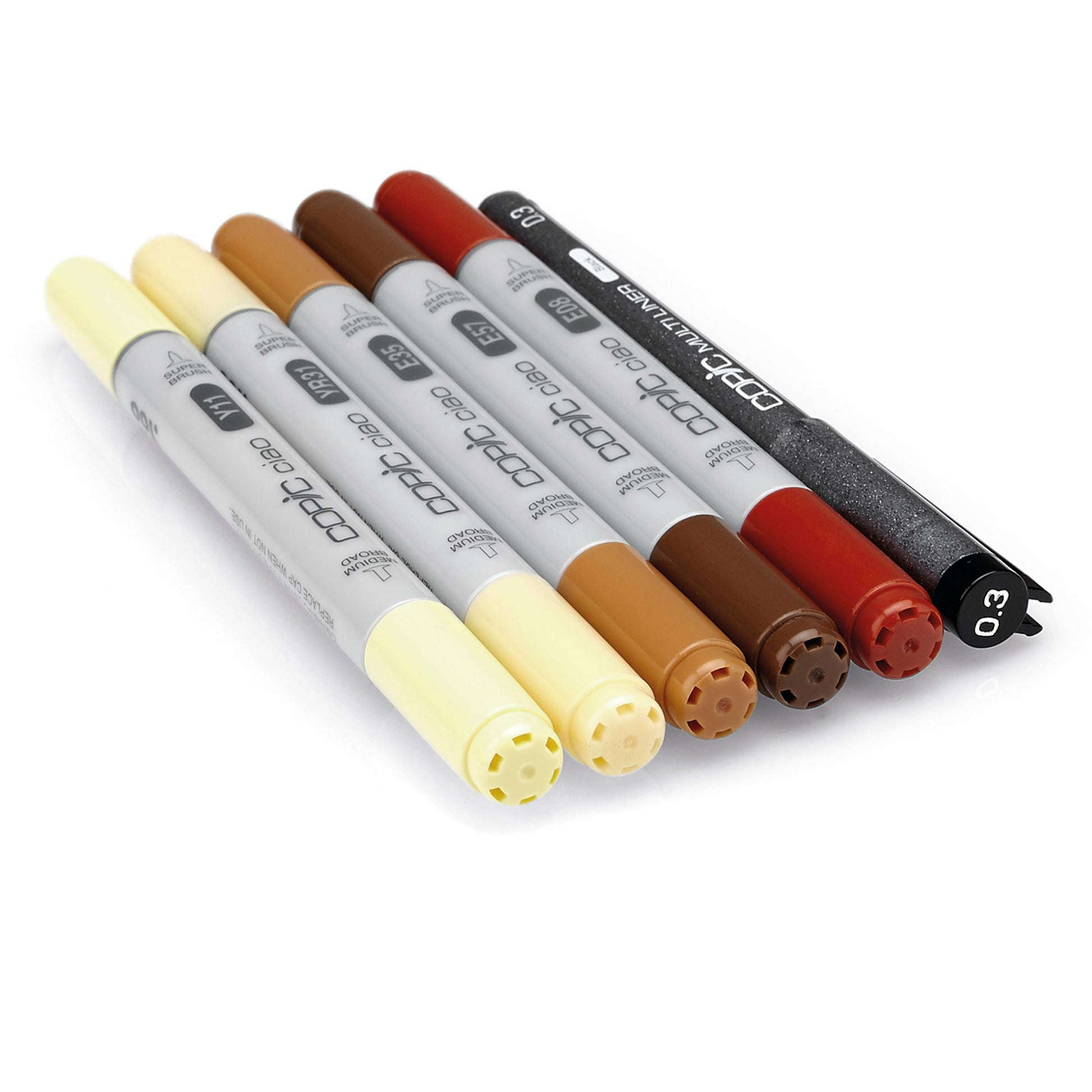 Copic Ciao Brush Pen – Doppelspitze, Keil- und Pinselspitze, alkoholbasiert, 6er Set