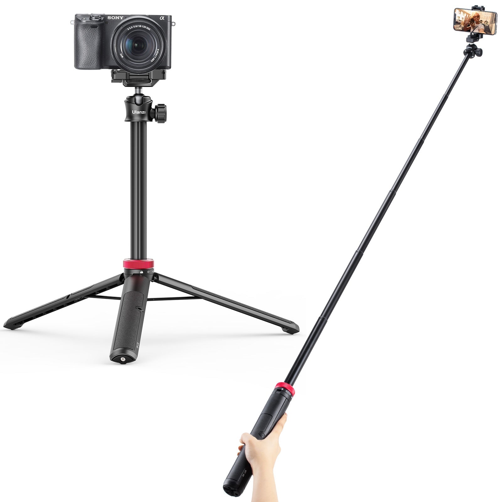 Ulanzi MT-44BK Mini-Stativ/Selfie-Stick – bis 109 cm – bis 1 kg – Schwarz