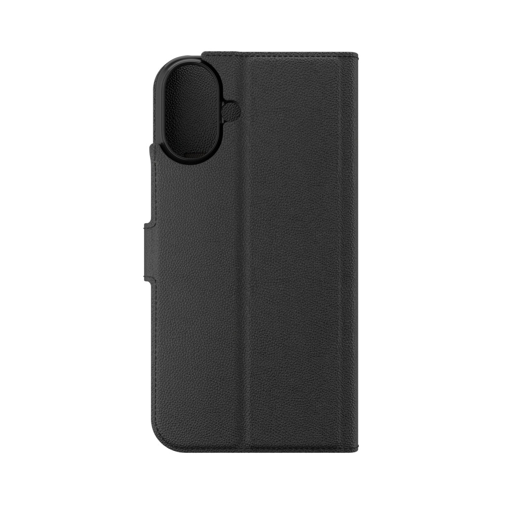 IFROGZ Wallethülle – für Apple iPhone 16 Plus, mit Ständer, 3 Kartenfächer, PU+PC, Schwarz