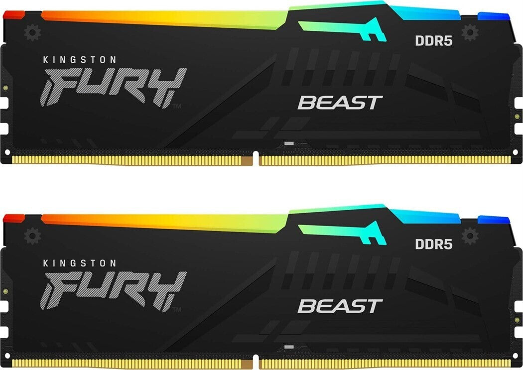 Kingston Technology Kingston FURY Beast – Arbeitsspeicher – 64 GB (2×32 GB), DDR5‑6000 CL36 DIMM, RGB, 1,35 V