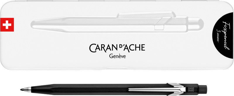 Caran d-Ache Fixpencil Fallminenstift – 3 mm – Aluminium – Schwarz – Mit Spitzer