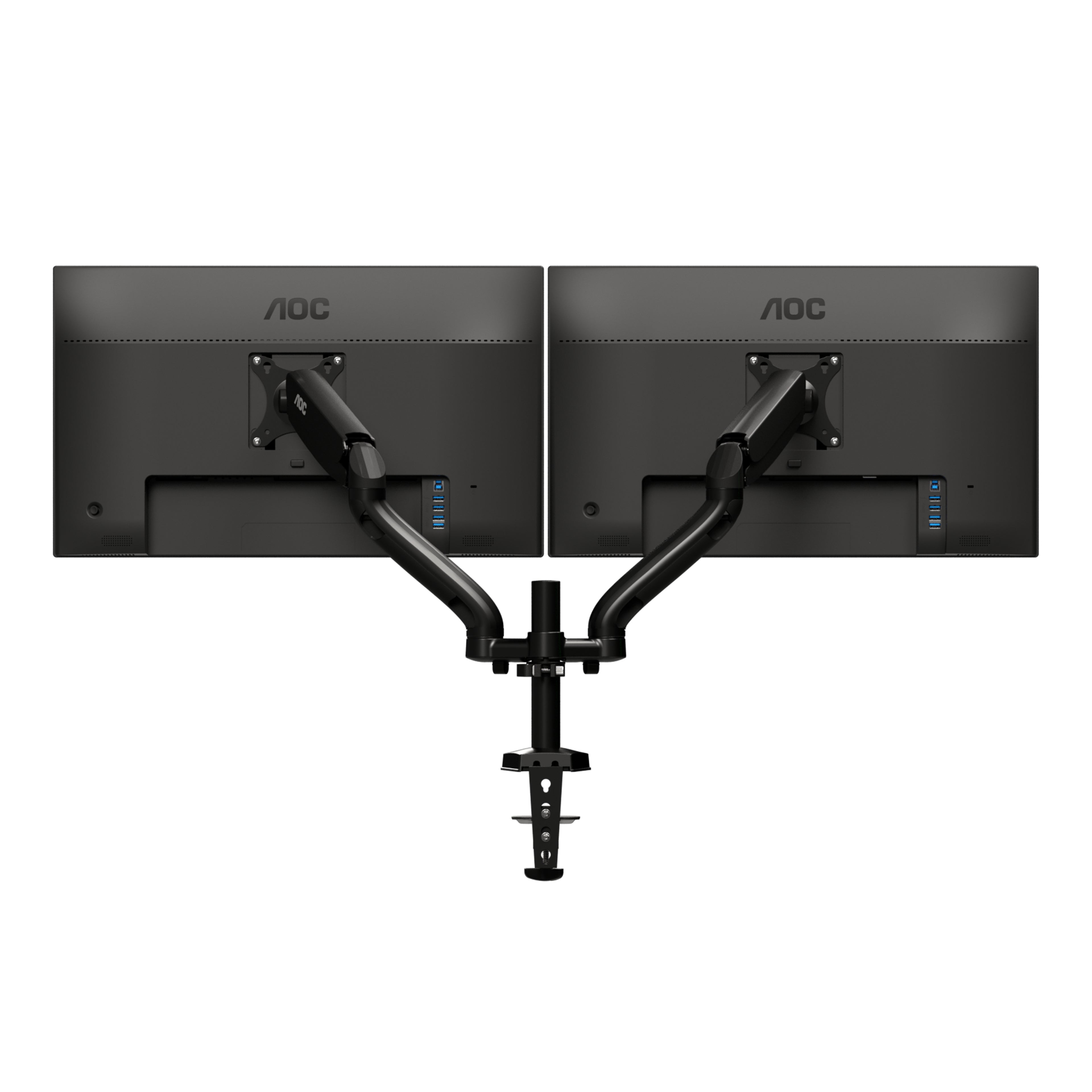 AOC AD110D0 – Tischhalterung, Dual, Tischklemme/Tischdurchführung, bis 27", VESA 100 × 100 mm, 9 kg, Schwarz