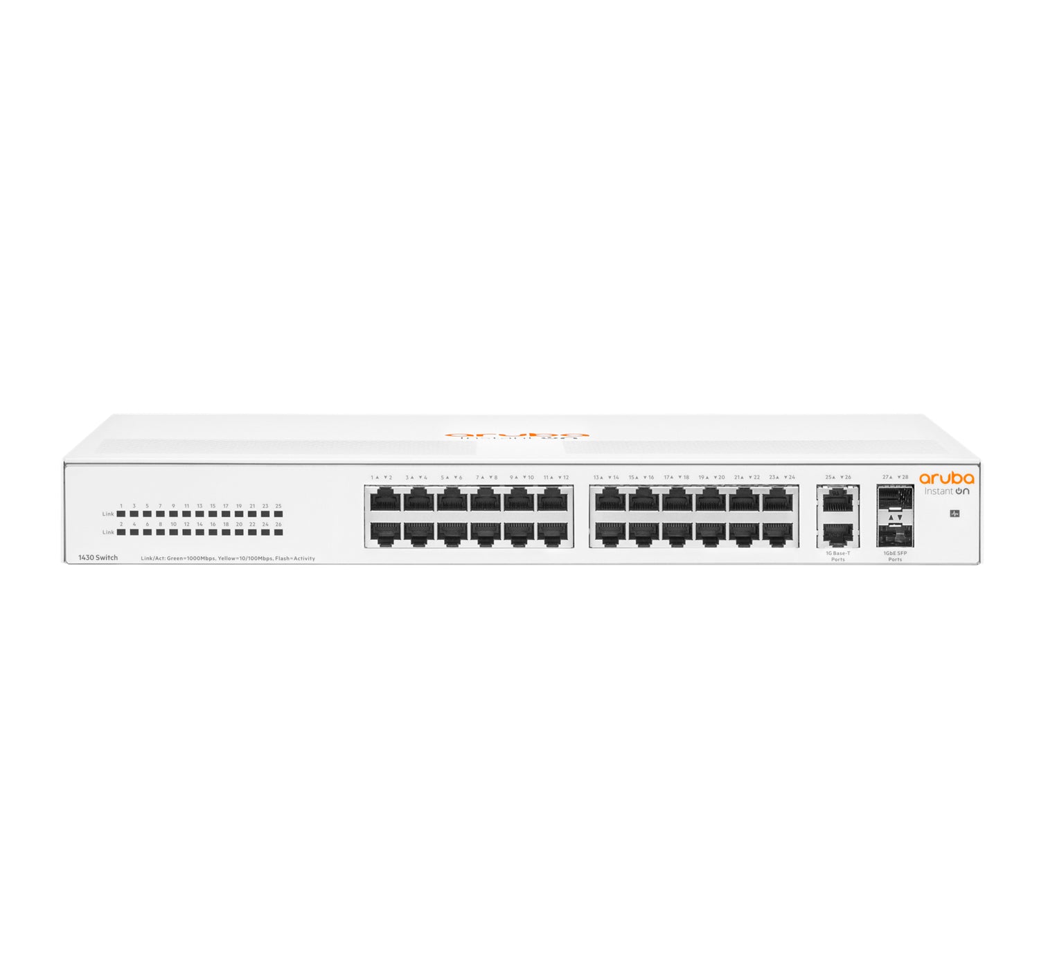 HPE Aruba Networking Instant On 1430 26G 2SFP – Switch – 26×GbE, 2×SFP, L2, 1U