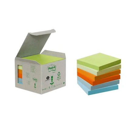 Post-it Haftnotizen – 76 × 76 mm – sortiert, Blauer Engel, 100% Recycling