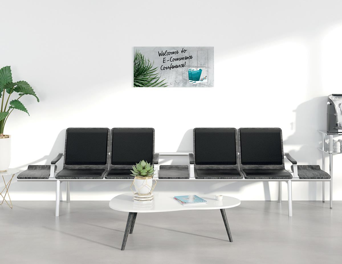 Sigel Whiteboard – 91 × 46 cm, Glas, magnetisch, Wandmontage, inkl. Magnetwürfel, Montagesatz