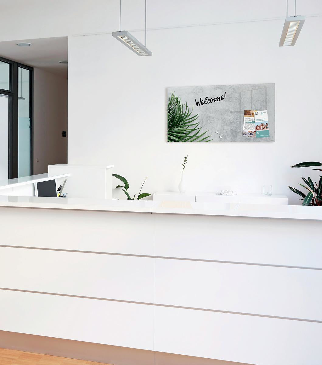 Sigel Whiteboard – 91 × 46 cm, Glas, magnetisch, Wandmontage, inkl. Magnetwürfel, Montagesatz