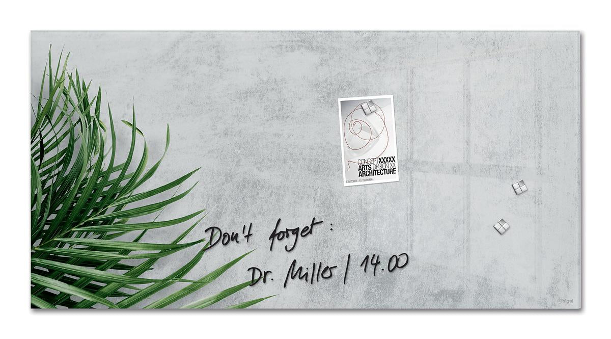 Sigel Whiteboard – 91 × 46 cm, Glas, magnetisch, Wandmontage, inkl. Magnetwürfel, Montagesatz