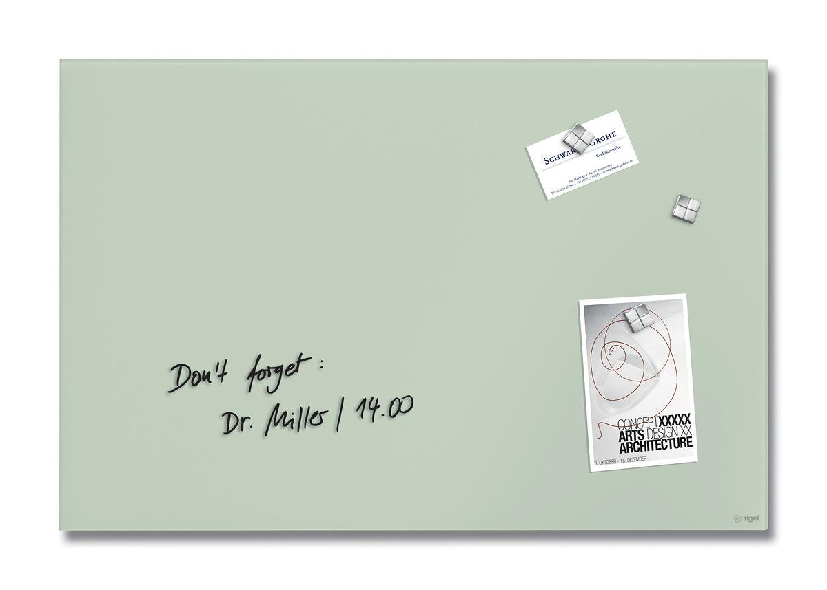 Sigel Whiteboard – 60 × 40 cm, Glas, magnetisch, Wandmontage, inkl. Magnetwürfel, Montagesatz