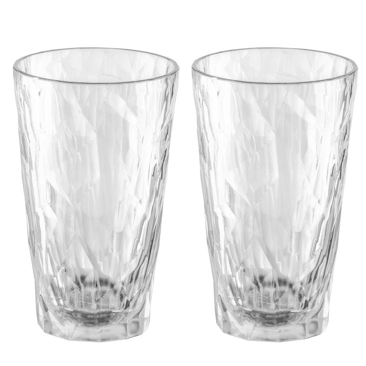 Koziol Trinkglas – 2er Set, 300 ml, Ø 8,7 cm, H 14,1 cm, Kunststoff, Transparent, spülmaschinenfest, bruchfest
