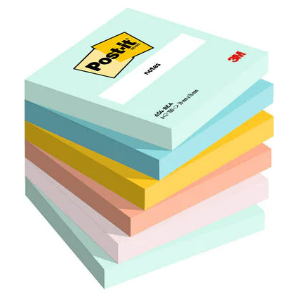 Post-it Beachside Haftnotizen – 76 × 76 mm – sortiert, 100 Blatt/Block, 6er-Pack, PEFC