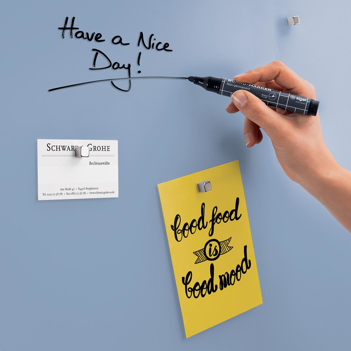 Sigel Whiteboard – 60 × 40 cm, Glas, magnetisch, Wandmontage, inkl. Montagesatz, Magnete