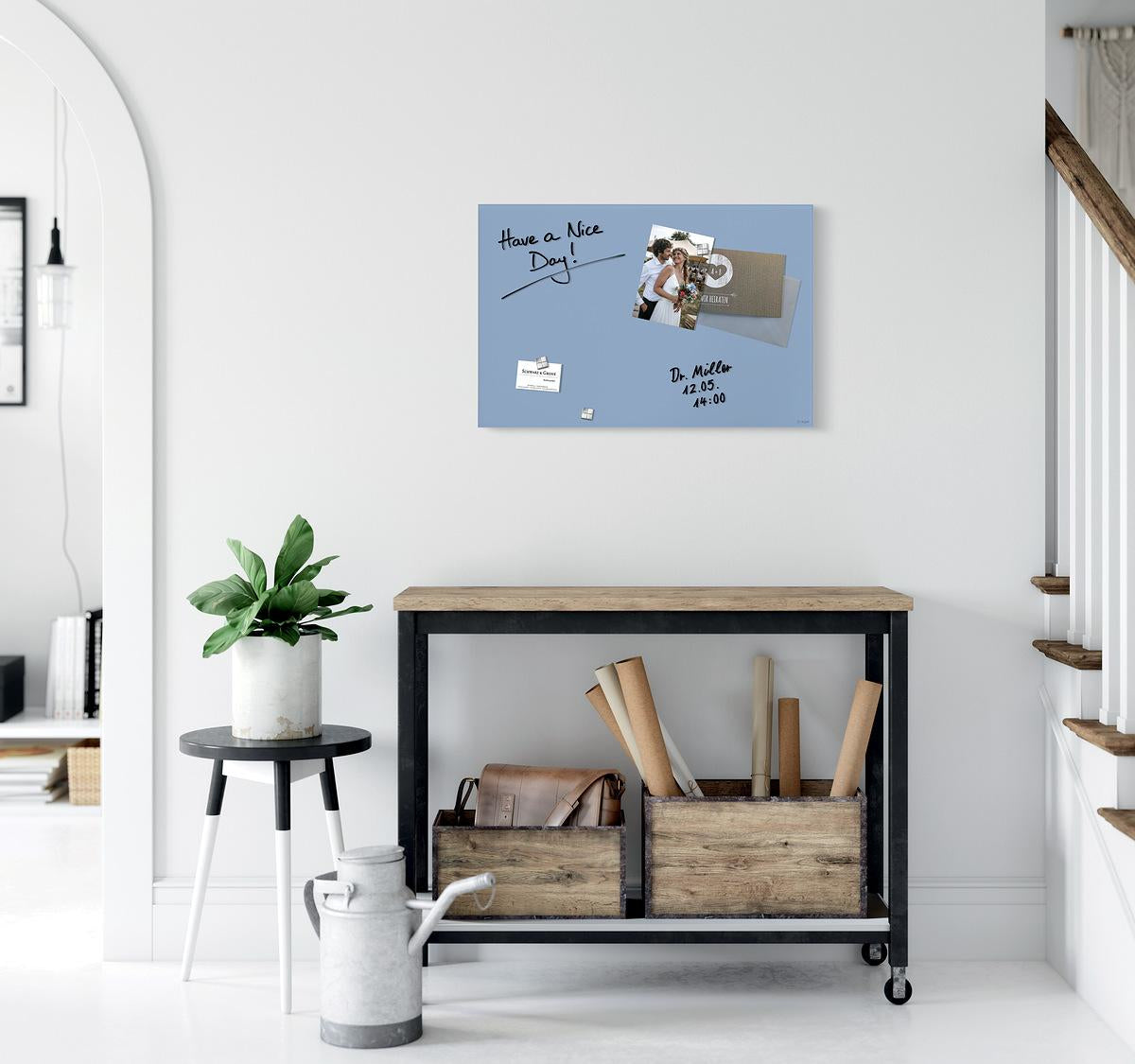 Sigel Whiteboard – 60 × 40 cm, Glas, magnetisch, Wandmontage, inkl. Montagesatz, Magnete