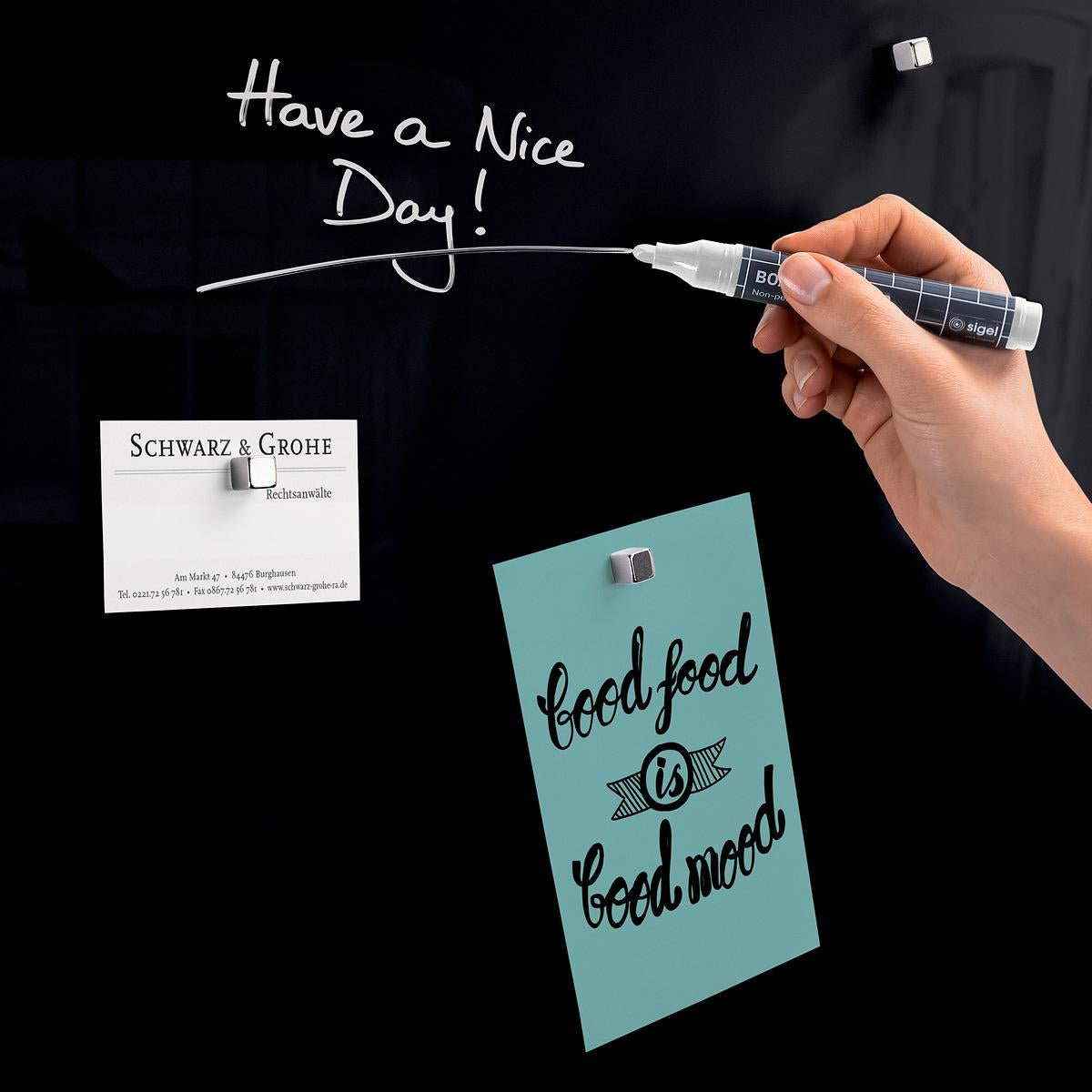 Sigel Whiteboard – 40 × 60 cm, Glas, magnetisch, Wandmontage, inkl. Magnete, Montagesatz