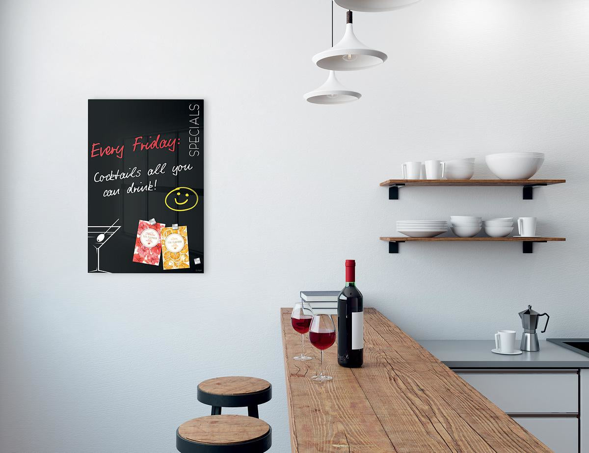 Sigel Whiteboard – 40 × 60 cm, Glas, magnetisch, Wandmontage, inkl. Magnete, Montagesatz