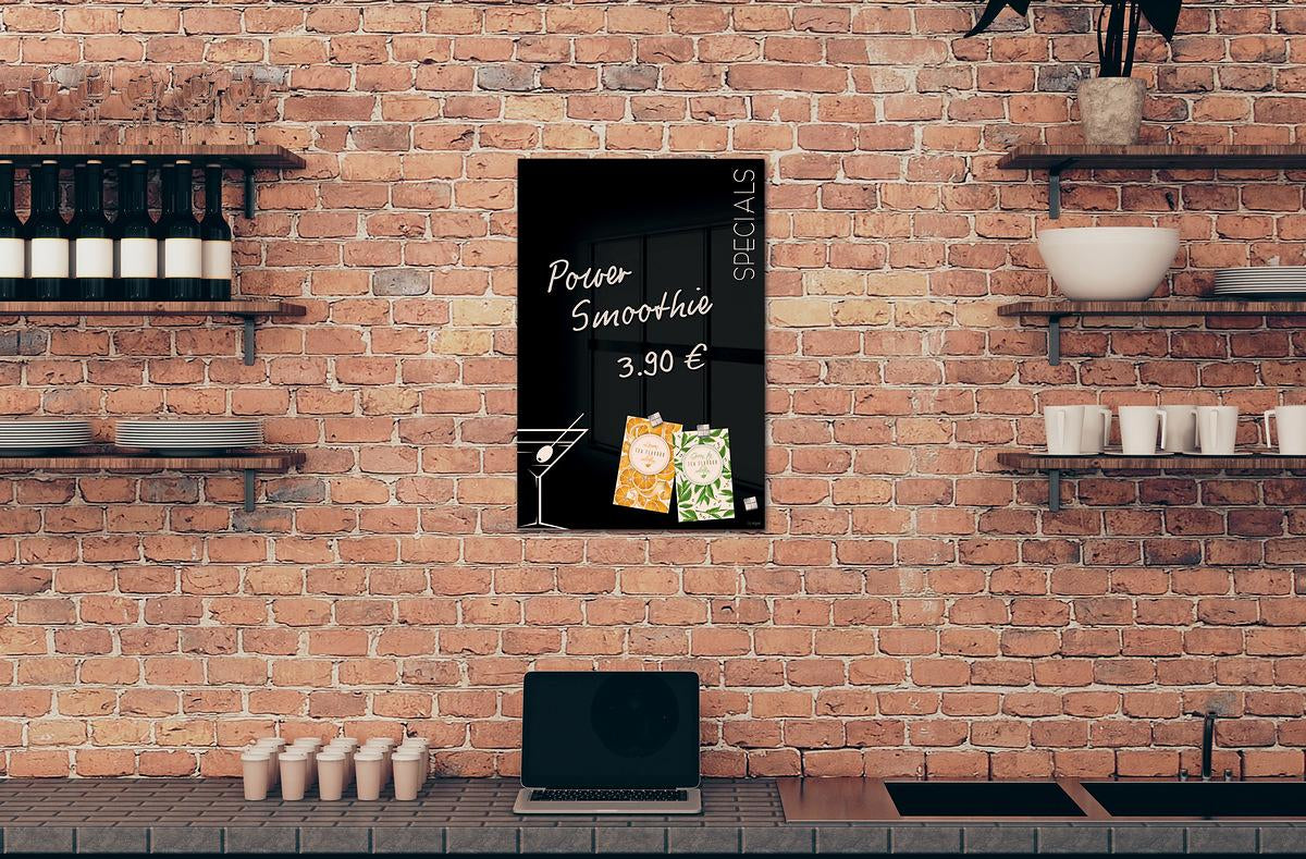 Sigel Whiteboard – 40 × 60 cm, Glas, magnetisch, Wandmontage, inkl. Magnete, Montagesatz