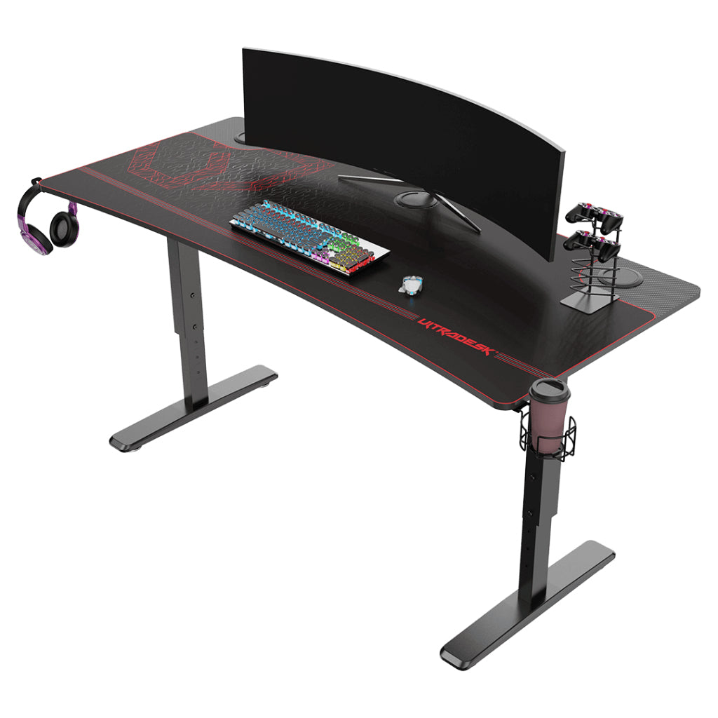 Ultradesk Cruiser Gaming-Tisch – 160 × 70 cm, höhenverstellbar, rot, Stahl