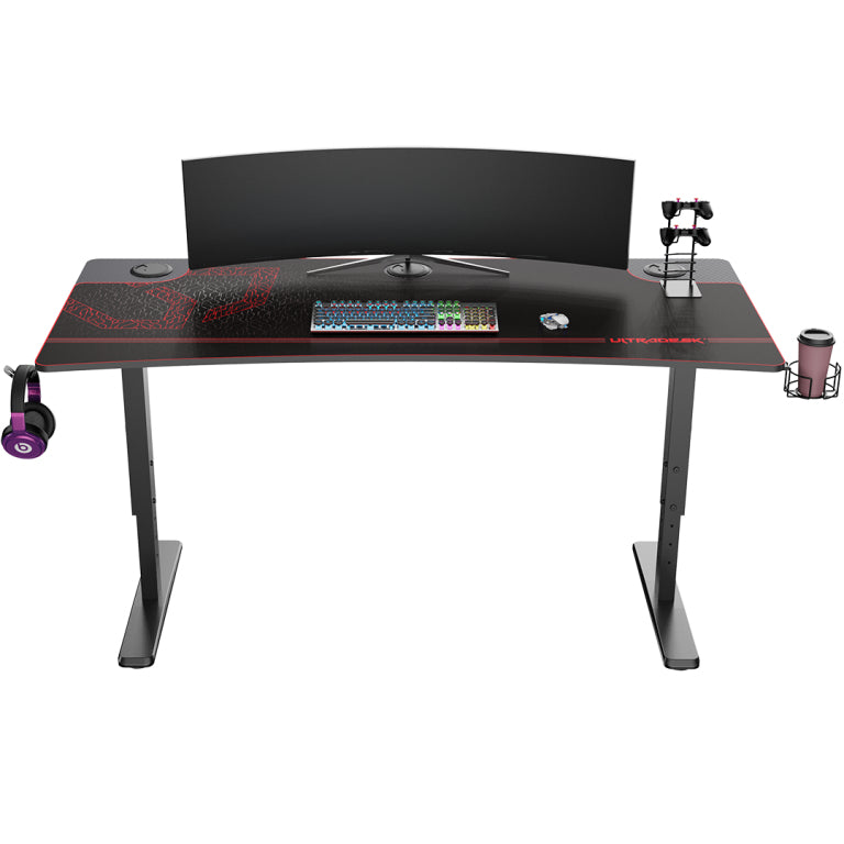 Ultradesk Cruiser Gaming-Tisch – 160 × 70 cm, höhenverstellbar, rot, Stahl