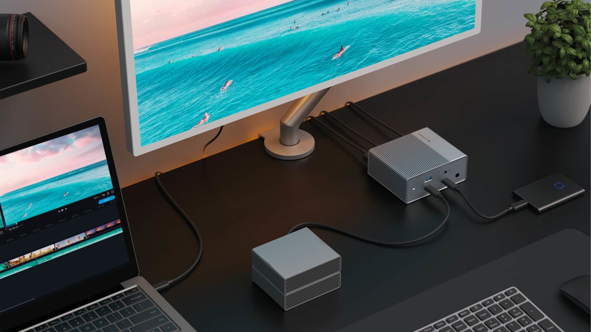 HYPER HDG212B Dockingstation – USB-C, 2× DP, 2× HDMI, 3× USB-A, 2× USB-C, 100 W PD, für Windows/Mac/ChromeOS