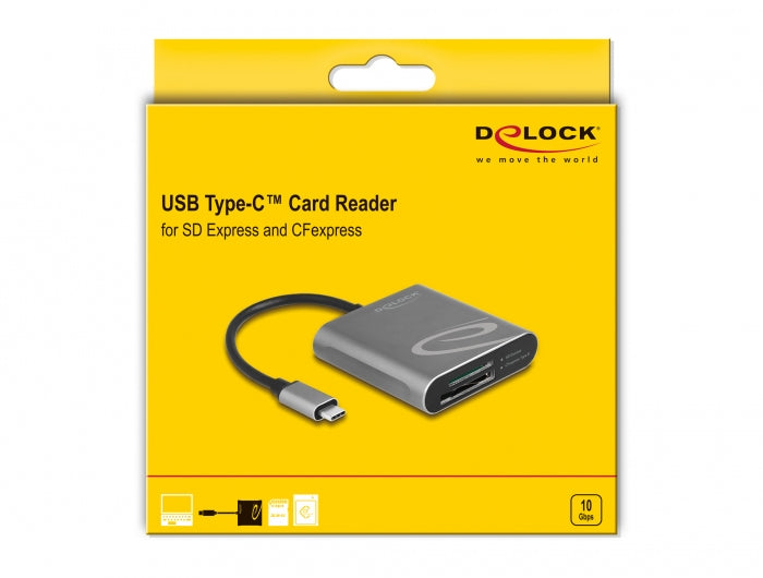 DeLOCK Kartenleser – CFexpress, SD – USB-C 3.2 Gen 2 – 10 Gbit/s