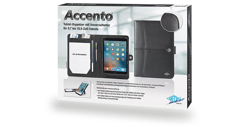 Wedo Accento Tablet-Hülle für Apple iOS-Geräte bis 10,5" – Schwarz