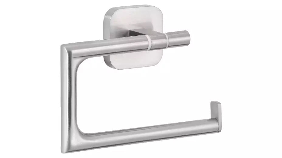 TESA Toilettenpapierhalter – Metall, Silber, selbstklebend, B 13,2 × H 9,9 cm