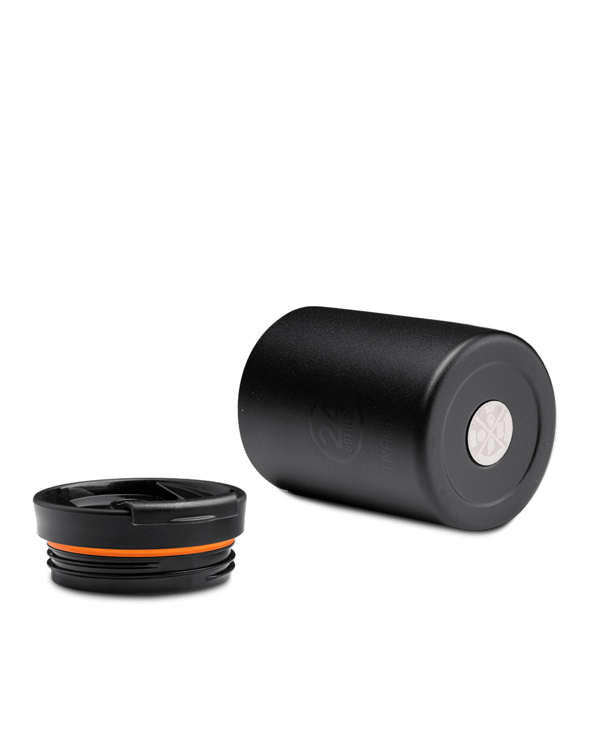 24Bottles Thermobecher Travel Tumbler – 3,5 dl – Edelstahl, isoliert, Sip&Go-Deckel – Tuxedo Black