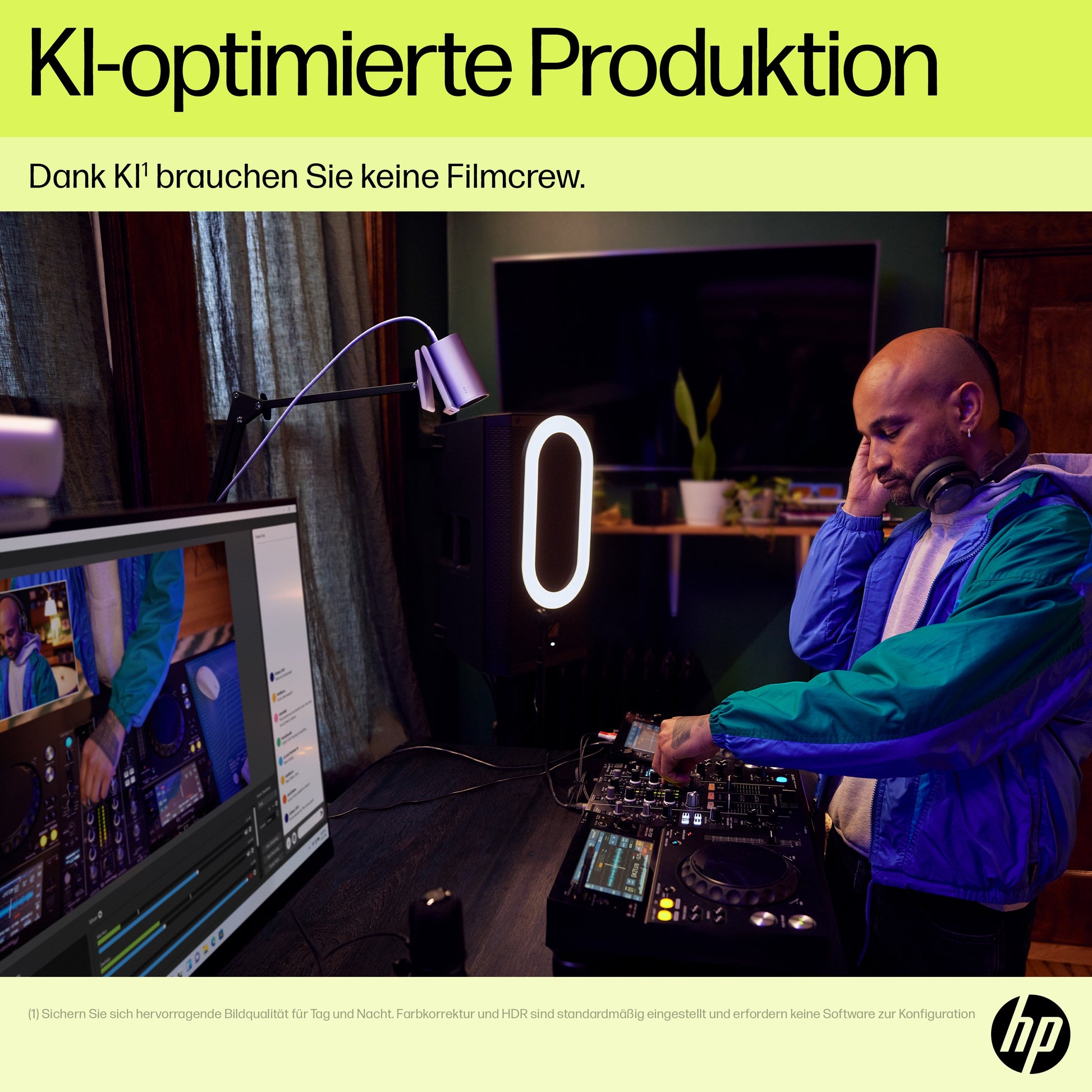 HP 960 – Webcam – 4K, bis 30 fps, USB‑A, Autofokus, 5× digitaler Zoom, Stereo-Mikrofon, Silber