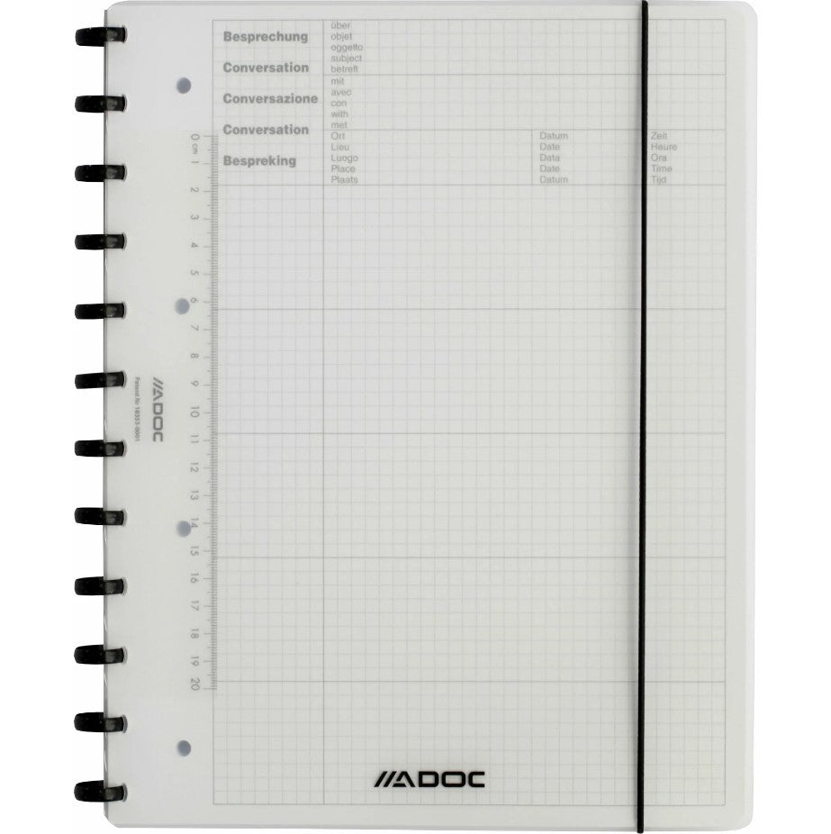 Adoc Heft, 245 × 300 mm, kariert, 4 mm, Spiralbindung, 100 Blatt – transparent