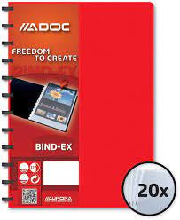 Adoc Bind-Ex Project Sichtbuch – 20 Sichttaschen, A4, austauschbar, glatt, glänzend, schwarz, Kunststoff