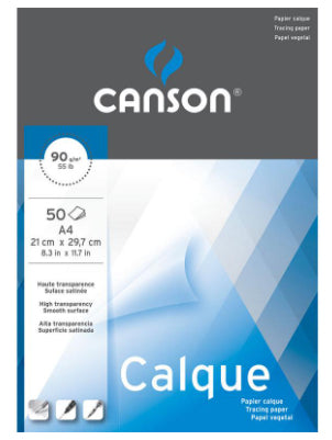 Canson Transparentpapier-Block Calque – A4, 90g/m², 50 Blatt