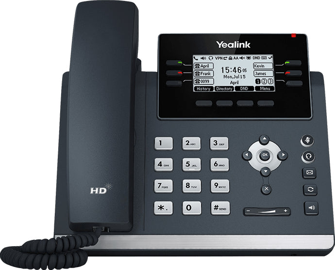 Yealink T42U – IP-Telefon, 12 VoIP-Konten, PoE, WLAN, Grau