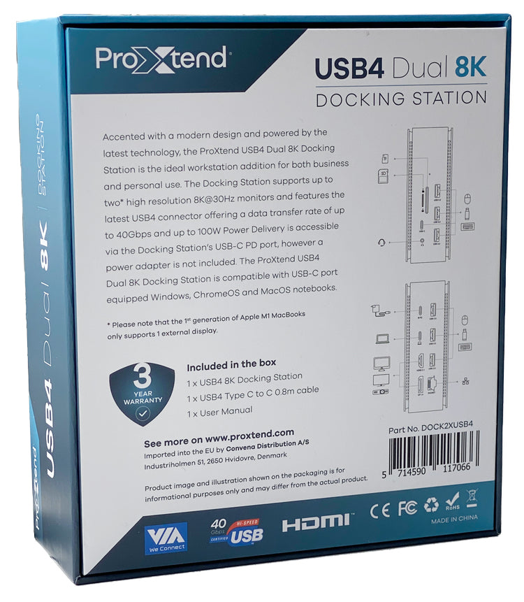 ProXtend DOCK2XUSB4 Dockingstation – USB4, 1× DP, 1× HDMI, für Windows/Mac