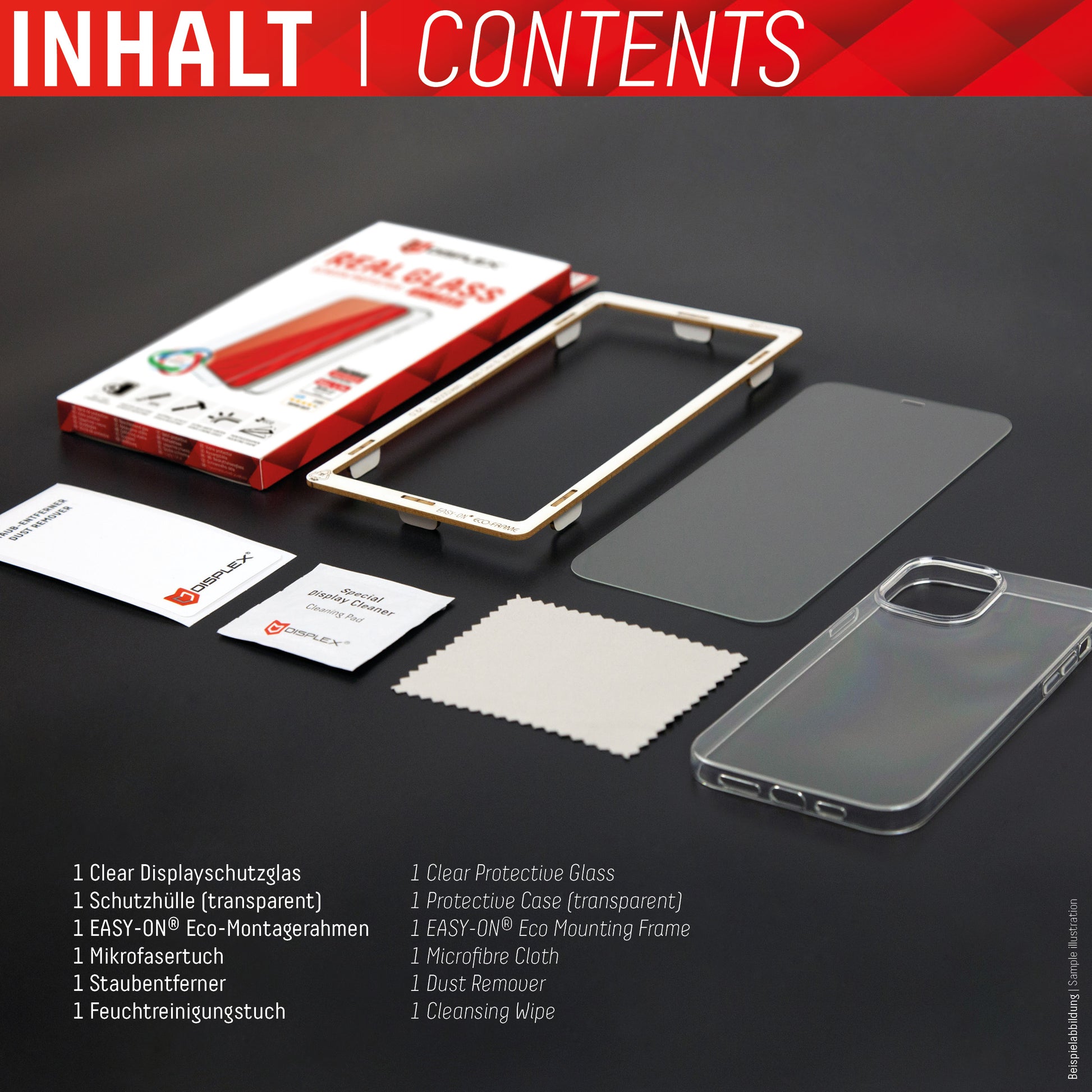 Displex Displayschutz (Panzerglas), 10H – für iPhone 14 Plus – mit Applikator