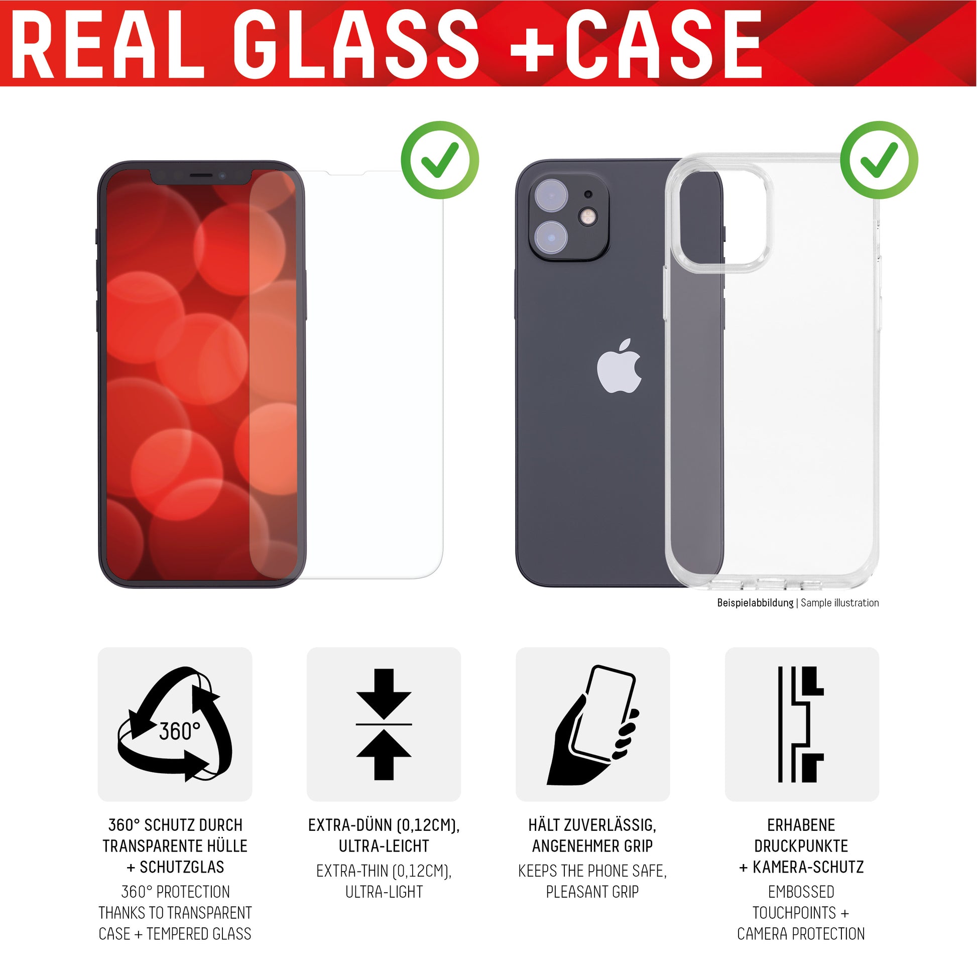 Displex Displayschutz (Panzerglas), 10H – für iPhone 14 Pro – mit Applikator