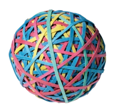 Alco Gummiband-Ball – Ø 70 mm, farbig sortiert, 190 g