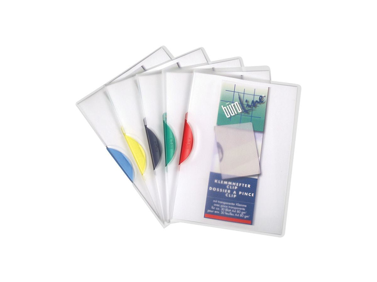 Buroline Klemmhefter für A4, Kunststoff, gelb/transparent – bis 30 Blatt – 1 Stk