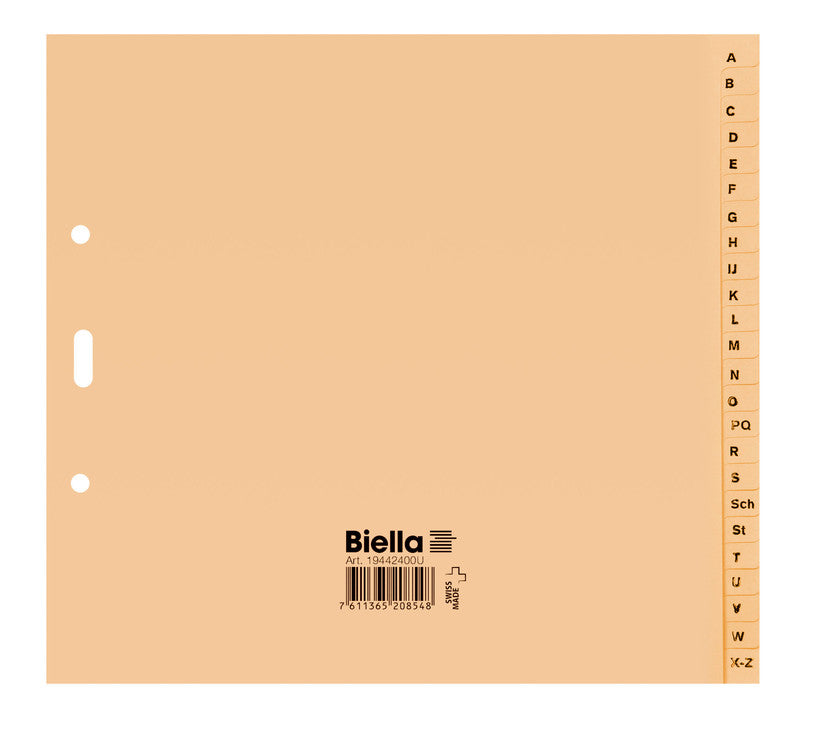 Biella Register – teildeckend, 24-teilig, Papier, braun, 2-fach gelocht, FSC-zertifiziert, für A4 hoch