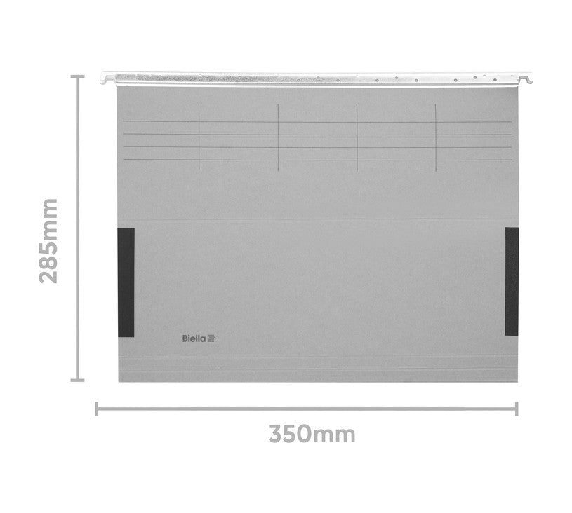 Biella Hängeordner für A4 – Karton, Grau, 320 × 250 mm, mit Vordruck