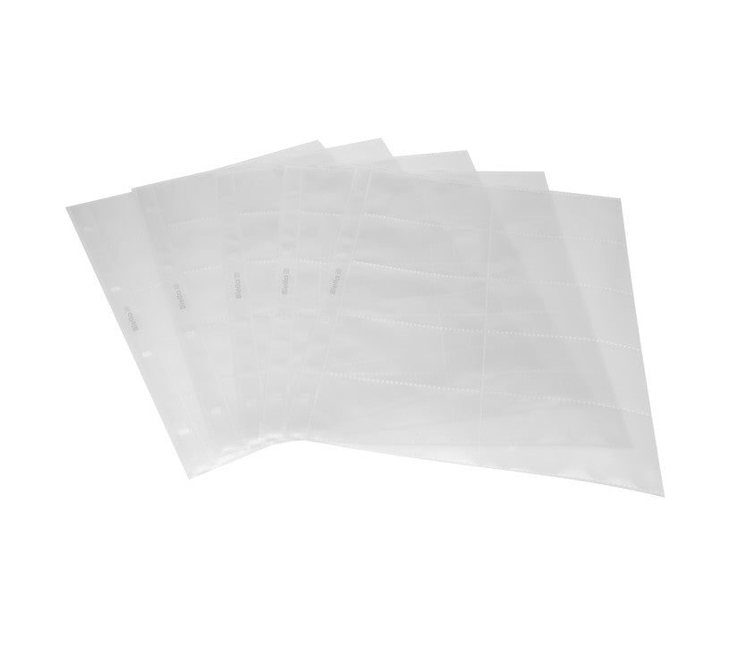 Biella Sichtmappe A4 – transparent, Kunststoff, für Visitenkarten bis 100 × 55 mm, 5er-Pack
