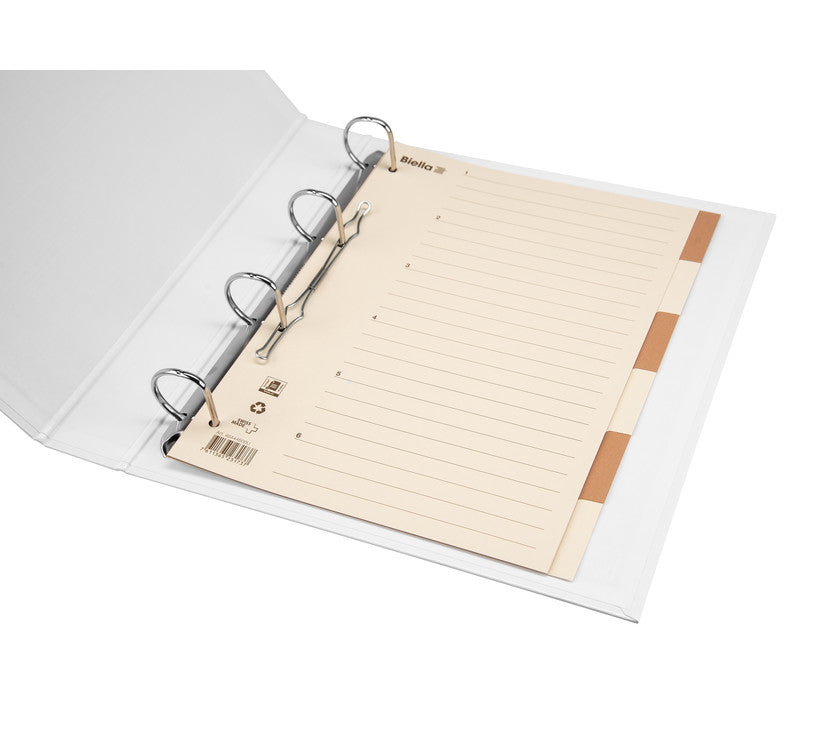 Biella Register – A4, 6-teilig, Karton, braun/beige, unbedruckt, mit Indexblatt, 11-fach Lochung