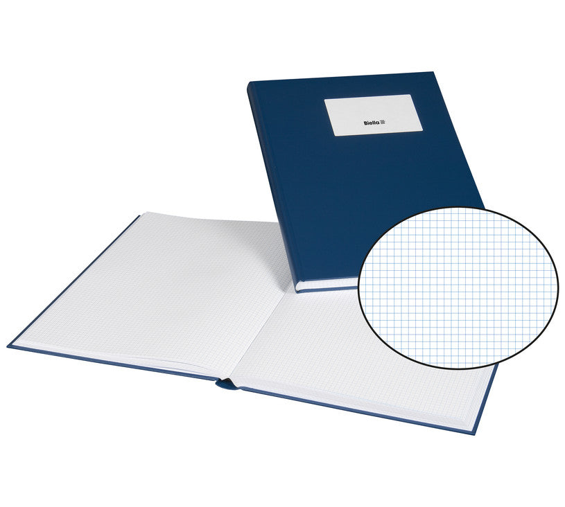 Biella Geschäftsbuch A4, 4 mm kariert, Fadenheftung, Karton, 120 Seiten, 100 g/m² – blau