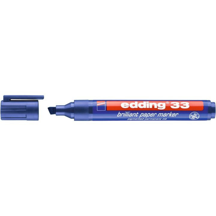 Edding Non-Permanent-Marker Brillant Paper Marker 33 – Keilspitze 1-5 mm – Blau – Nachfüllbar