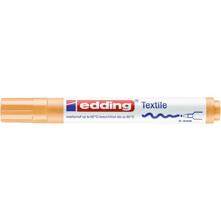 Edding 4500 Textilmarker – Rundspitze, 2–3 mm, wasserbasiert, hellorange, waschbeständig bis 60 °C, für Stoff